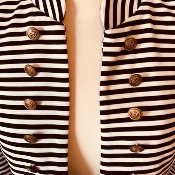 YA LA Spring Nautical Black and White striped blazer with gold buttons LIKE NEW - Picture 3 of 4
